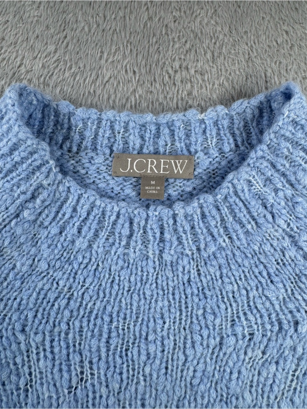 J.Crew Blue Alpaca Blend Textured Mock Neck Sweater Medium - Picture 5 of 11